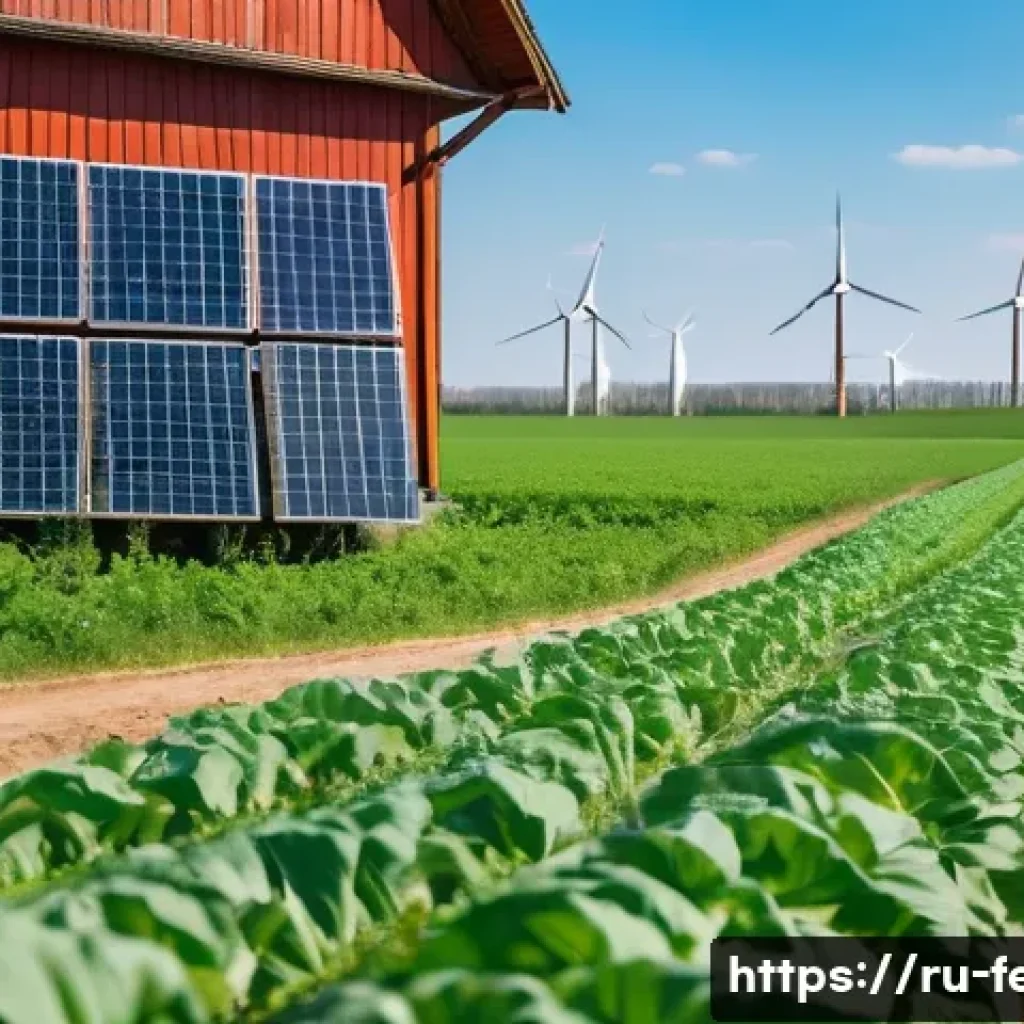 친환경 식품 기술 - A high-tech smart farm scene in rural Russia during a bright spring day, featuring modern sensors an...
